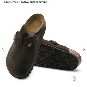 Boston Birkenstock Brown Suede Clogs Buckle Slides